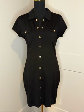 Guess Classic Black Button-Front Dress
